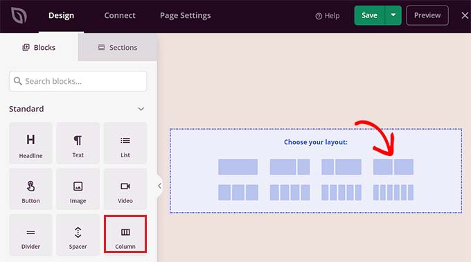 Add the Column Block in SeedProd