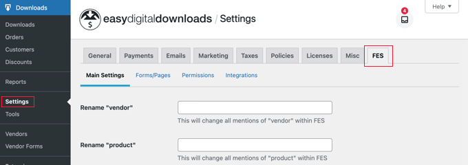 EDD Frontend Submissions Extension Settings