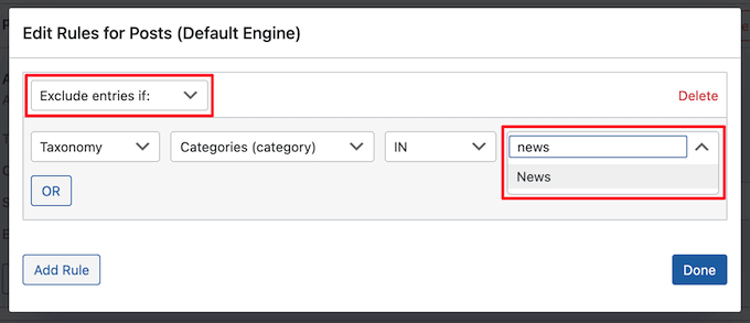 Excluding categories form the WordPress search results