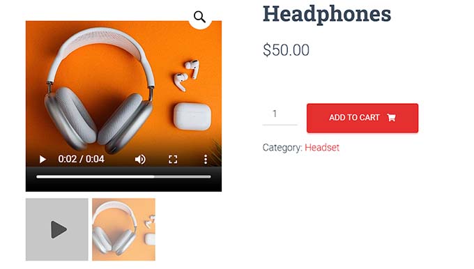 耳机 WooCommerce 产品视频预览