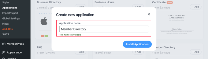 Naming the Member Directory Application