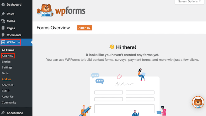 Creating a new form using WPForms