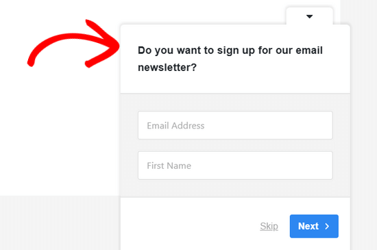 Userfeedback email popup example