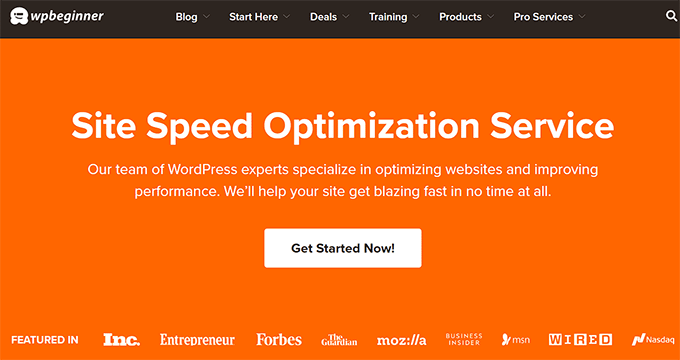 WPBeginner Site Speed Optimization Service