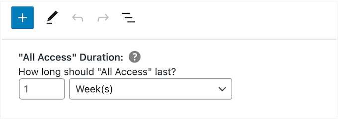 Changing the duration of an all access pass in WordPress