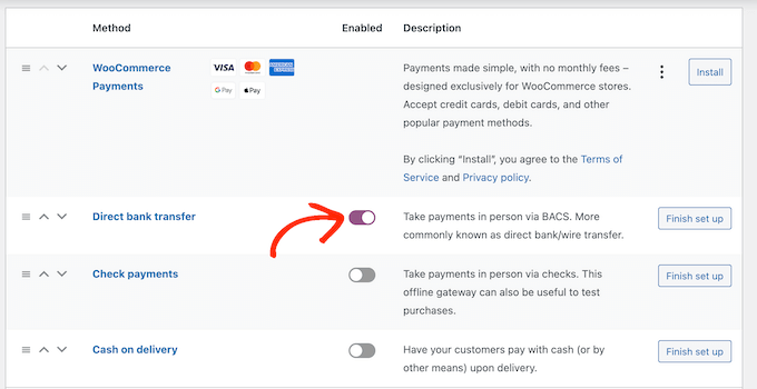 Enabling WooCommerce payments 