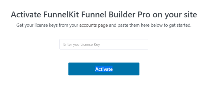 Enter FunnelKit license key