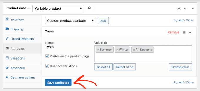 WooCommerce's product data settings