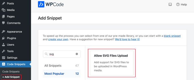 Allowing SVG Uploads Using WPCode