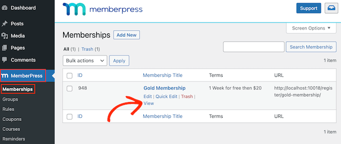 Previewing a membership level in WordPress