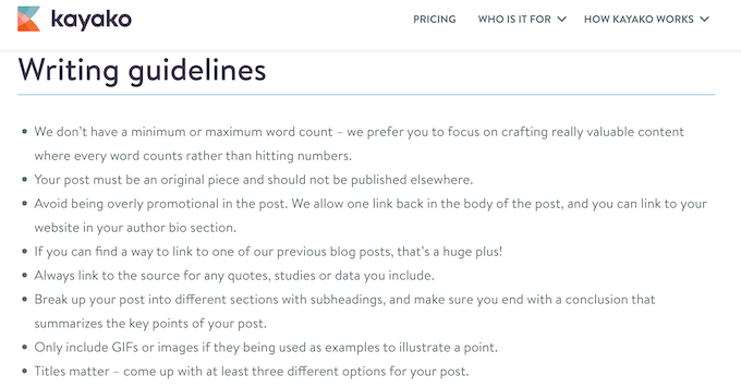 An example of guest blogger guidelines
