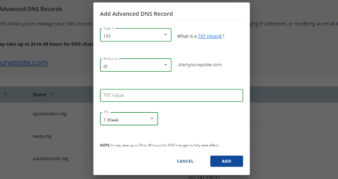 Add advanced DNS records
