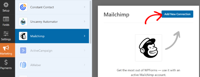 添加新的 Mailchimp 连接
