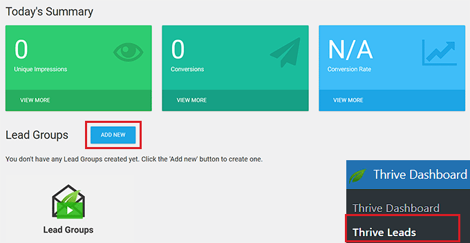 Create new lead group by clicking the Add New button