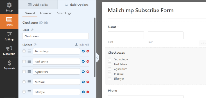 Customize each form field