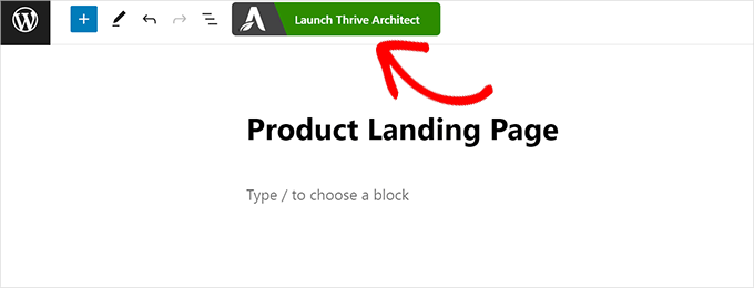 Editing a page with Thrive Architect