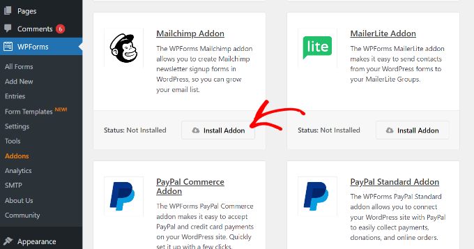 Install Mailchimp addon