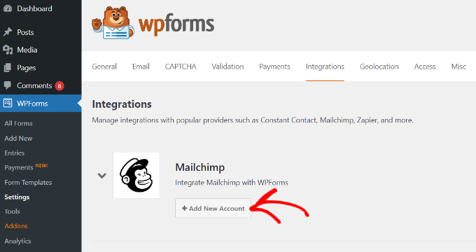 将 MailChimp 与 WPForms 集成