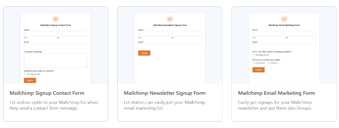 Mailchimp form templates