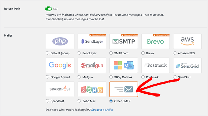 WP Mail SMTP return path and mailer settings