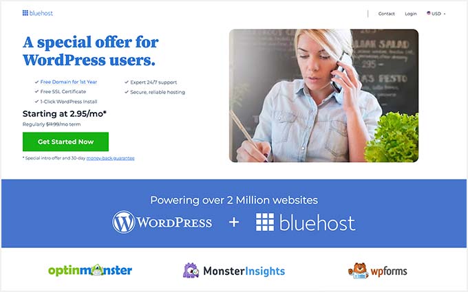 Bluehost WordPress Hosting offer for WPBeginner Users