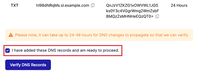 Click the Verify DNS Records button