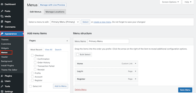 Criando um menu de navegação do WordPress