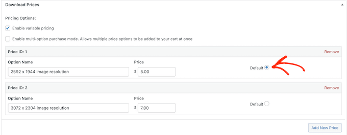 Setting a default price variation using Easy Digital Downloads