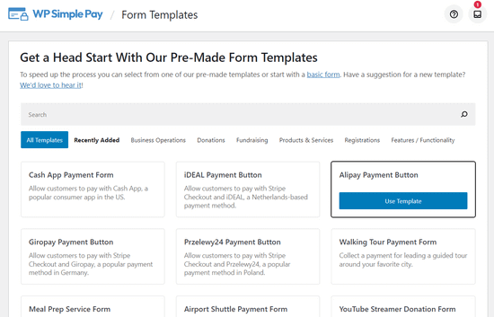 WP Simple Pay payment form templates