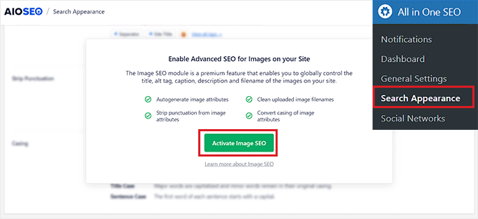 Activating the Image SEO Module in AIOSEO