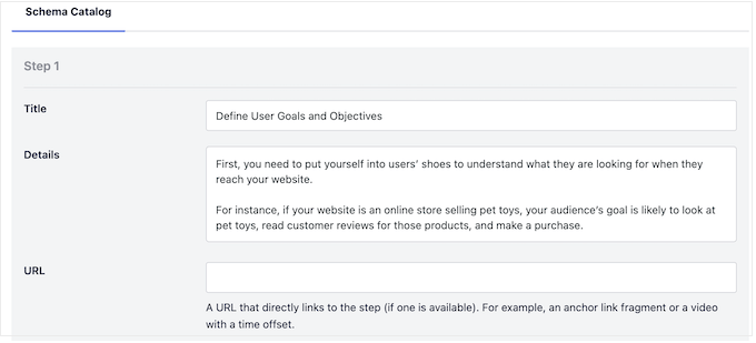 Adding step information to the WordPress schema