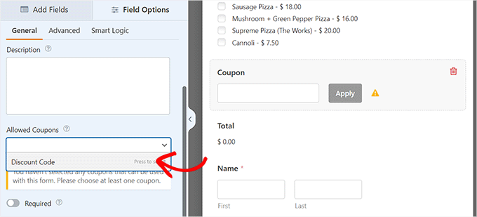 WebHostingExhibit choose-a-coupon-code-from-the-dropdown-menu How to Easily Add a Coupon Code Field to Your WordPress Forms  
