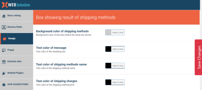 Edit design of shipping calculator