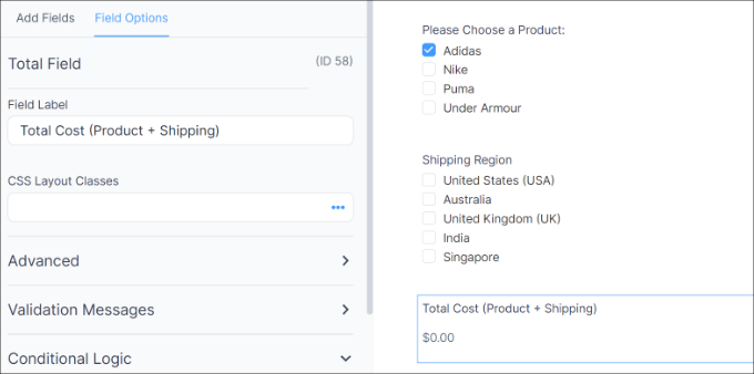 Edit total form field