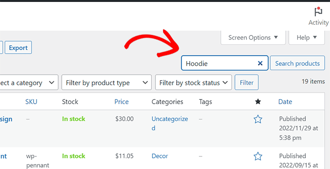 Find a product by name using product search