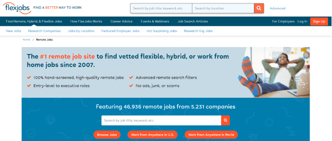 WebHostingExhibit flexjobs-home 11 Best Freelance Websites to Find Work (Top Picks)  