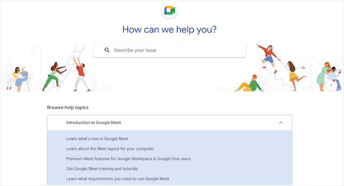 Google Meet 帮助支持门户