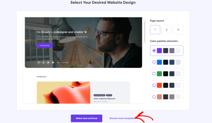 Select a website design