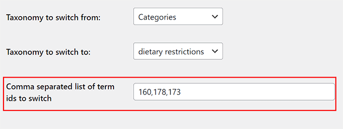 Type category IDs in the field