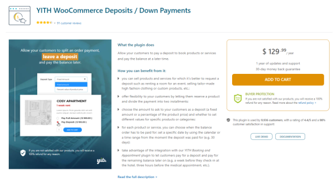 YITH WooCommerce deposits down payments