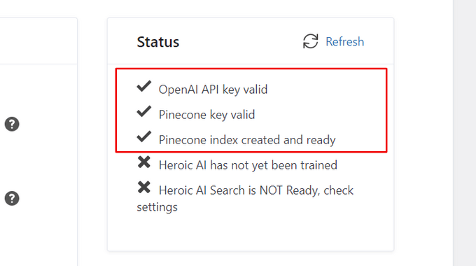 Check status of your Pinecone index