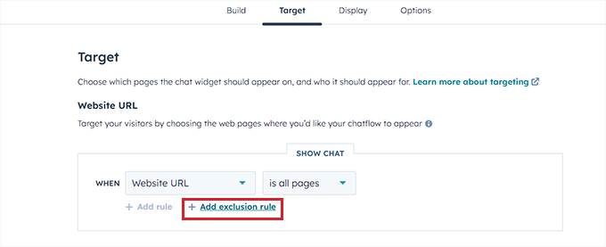 WebHostingExhibit configure-target-setting How to Add a Chatbot in WordPress (Step by Step)  