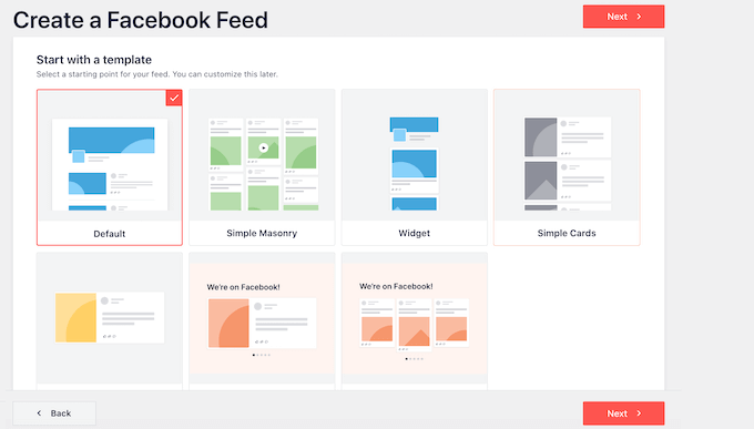 Choosing a professionally-designed feed template