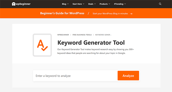 Keyword generator tool