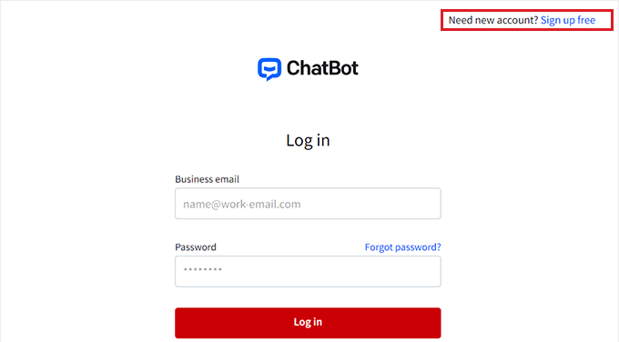 登录您的聊天机器人帐户