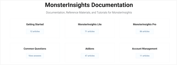 The MonsterInsights' online documentation portal