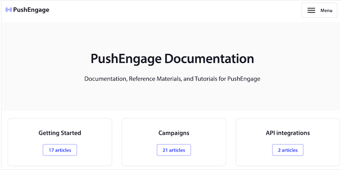 The PushEngage online documentation
