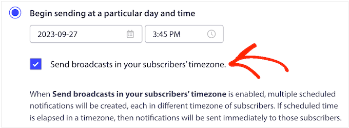 Sending notifications based on the subscriber's timezone