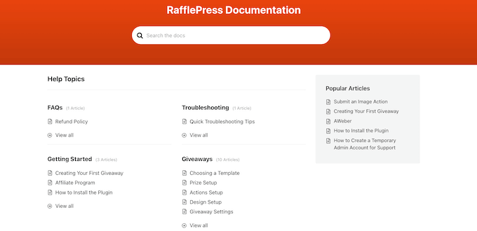 RafflePress' online documentation