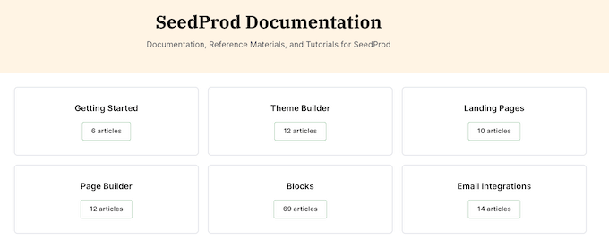 SeedProd's free online documentation 